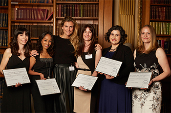 Pictured (l-r): Dr Paola Crippa, University of Newcastle; Dr Aarti Jagannath, University of Oxford; Amandine Ohayon; Managing Director, L’Oréal Luxe UK & Ireland; Dr Tríona Ní Chonghaile, University College Dublin; Dr Rita Tojeiro, University of St Andrews; Dr Joanne Durgan, Babraham Institute, Cambridge, receiving their fellowship awards