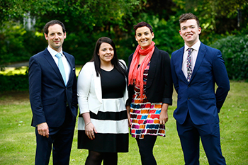 UCD Fulbright recipients pictured at the awards ceremony in Iveagh House, Dublin, recently, l-r: Mr Jonathan Ruane, Ms Mary Carey, Dr Denise McGrath and Mr John Woods