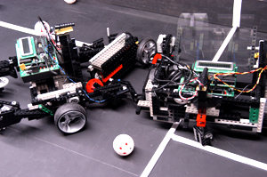 Photograph of Robots competing in RoboRugby championship