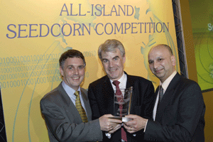 Dr Damian Dalton, Co-Founder and CTO Neosera; Eoin O'Driscoll, Chairman of Forf�s and Chair of the Enterprise Strategy Group and Abhay Vadher, Engineering Director, Neosera.