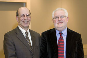 Professor Harry C Katz, Dean of the ILR School, Cornell University and Prof Bill Roche, Professor of Industrial Relations and Human Resources, School of Business, UCD at the signing of the Memorandum of Understanding between the Schools at UCD and Cornell University