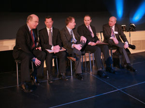 Pictured (left to right): Seán Dorgan, Chief Executive, IDA Ireland; Professor Richard Reilly, UCD School of Electrical, Electronic and Mechanical Engineering and TRIL Centre Director; Eric Dishman, General Manager and Global Director of Intel's Health Research & Innovation Group; Minister for Enterprise, Trade and Employment, Micheál Martin TD; and Jim OHara, General Manager, Intel Ireland