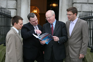 Dr Pavel Gladyshev, UCD School of Computer Science and Informatics, co-author of the report; Owen O'Connor, Vice President of ISSA, co-author of the report; the Tanaiste and Minister for Justice, Micheal McDowell; and Prof Barry Smyth, Head of UCD School of Computer Science and Informatics, pictured at the official launch of the results of the ISSA / UCD Irish Cybecrime Survey 2006, at Newman House, Dublin