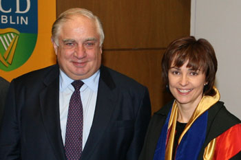 Peter Sutherland with Professor Imelda Maher, the recently inaugurated Sutherland Chair of European Law at UCD
