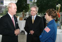 James C. Kenny, U.S. Ambassador to Ireland, Dr. Hugh Brady, President, UCD and Eileen Collins