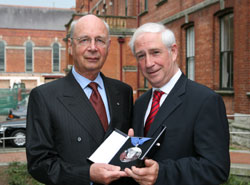 Pictured at the award ceremony: Professor Klaus Schwab and Mr Kieran McGowan