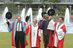 Robert Gallo, Carole Pateman, Sir Bob Geldof and Neil Jordan pictured by the lake.