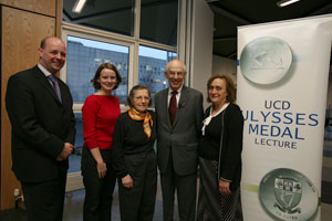 Pictured at the UCD Ulysses Medal Lecture (left to right): Dr Philip Nolan, Registrar, UCD; Helen Kenny, UCD School of Philosophy; Prof Ruth Anna Putnam, Wellesley; Prof Hilary Putnam, Harvard; Prof Maria Baghramian, UCD School of Philosophy