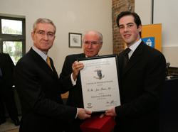 Dr Hugh Brady, President, UCD; Australian Prime Minister, John Howard; and Ross McGuire, Auditor, 152nd Session, UCD Literary & Historical Society.