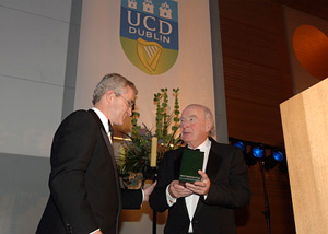 Pictured at UCD Foundation Day dinner, O'Reilly Hall UCD: Dr Hugh Brady, President of UCD and Dr Paddy Hillary, Former President of Ireland