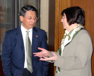 The Chinese Ambassador to Ireland, His Excellency Dr Sha Hailin pictured with Ms. Mary Ruane, Director, UCD Applied Languages Centre.