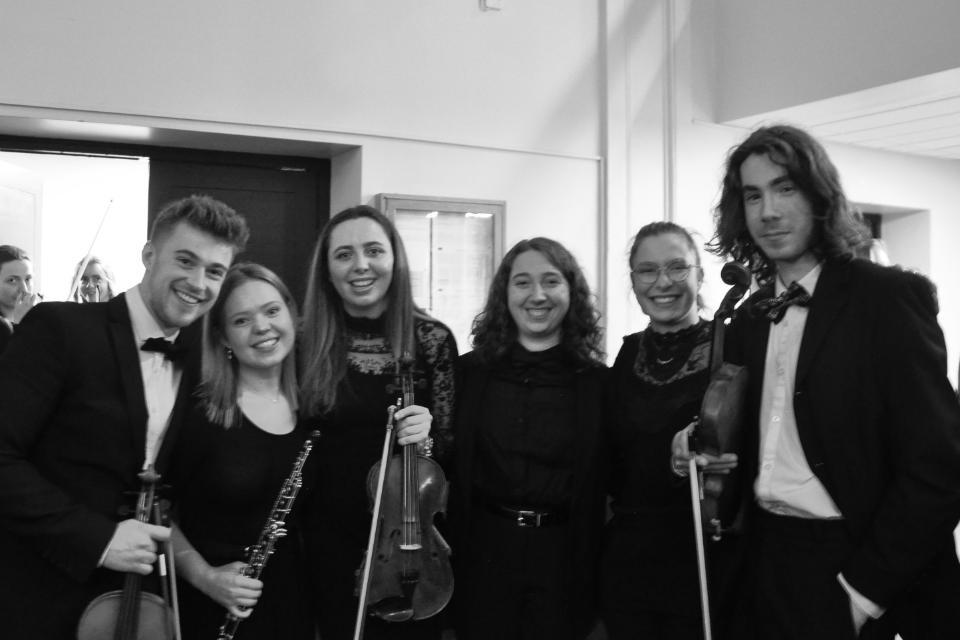 Student musicians backstage NCH before concert