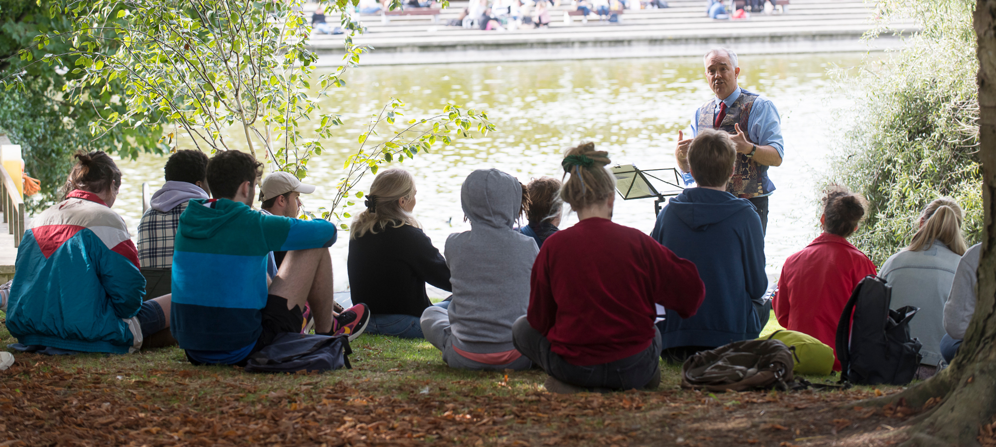 Students under a tree