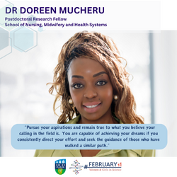 Image of woman in green top smiling for International Day of Women and Girls in Science