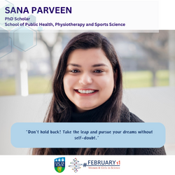 Image of woman in dark top smiling for International Day of Women and Girls in Science