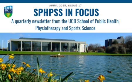 Cover of SPHPSS Newsletter showing image of UCD lake under a blue sky
