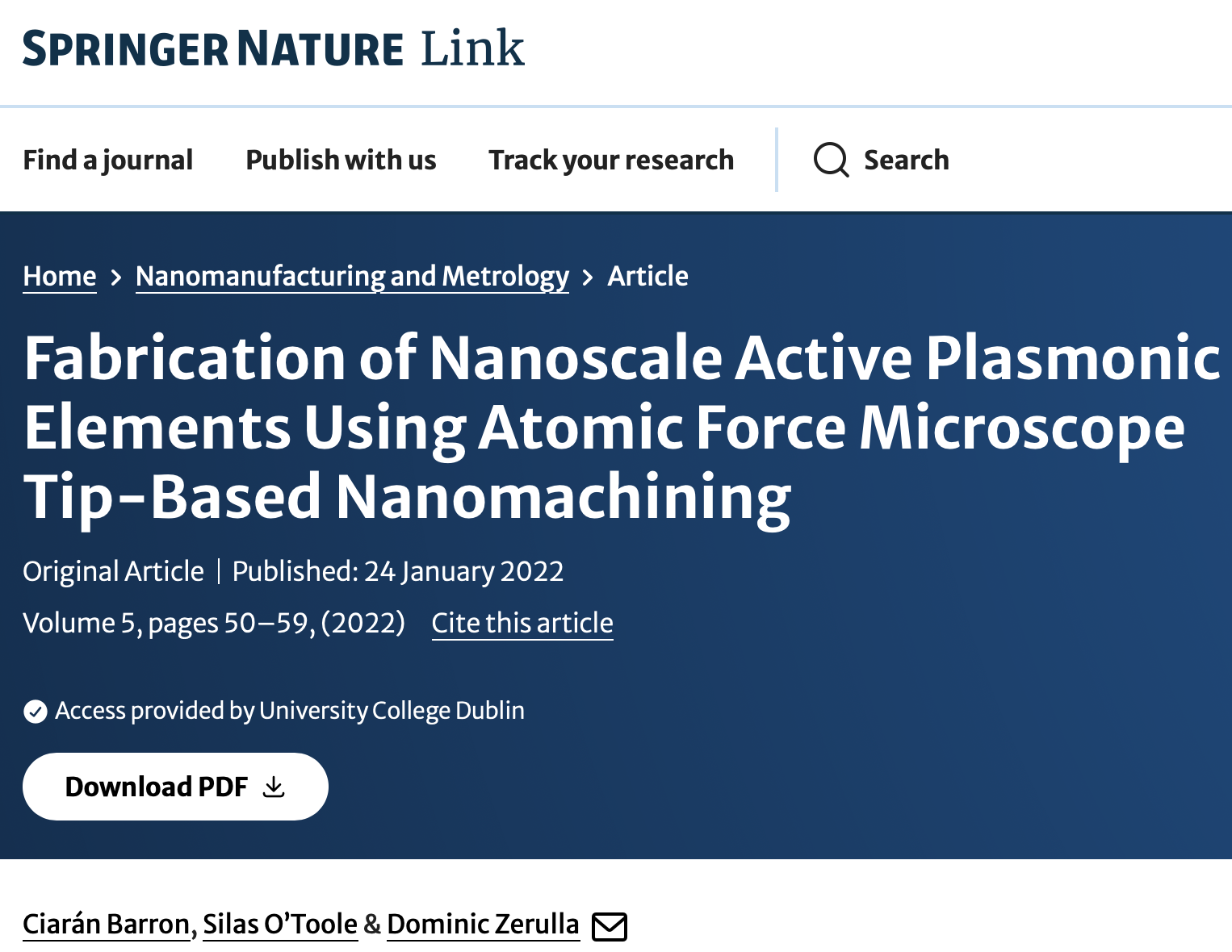 Fabrication of Nanoscale Active Plasmonic Elements Using Atomic Force Microscope Tip-Based Nanomachining