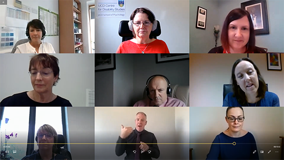 9 of the participants of the Connecting Locally Webinar in a 3 * 3 tile view from Zoom