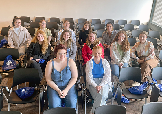 Students from Penn state sitting in rows looking at the camera