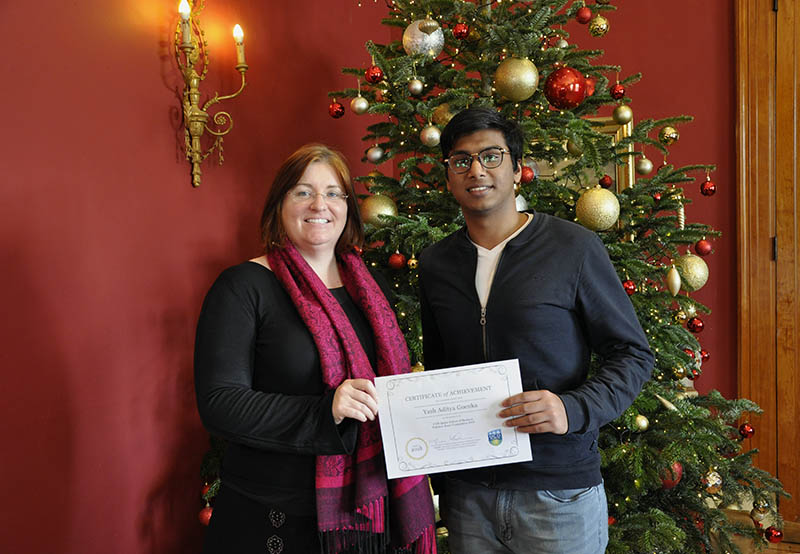 Yash Goenka, winner of 2018 Essay Award with Orlaith McGourty, UCD Quinn School