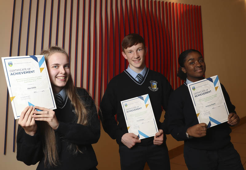 2019 Junior Certificate Awards at UCD, students from Old Bawn Community School
