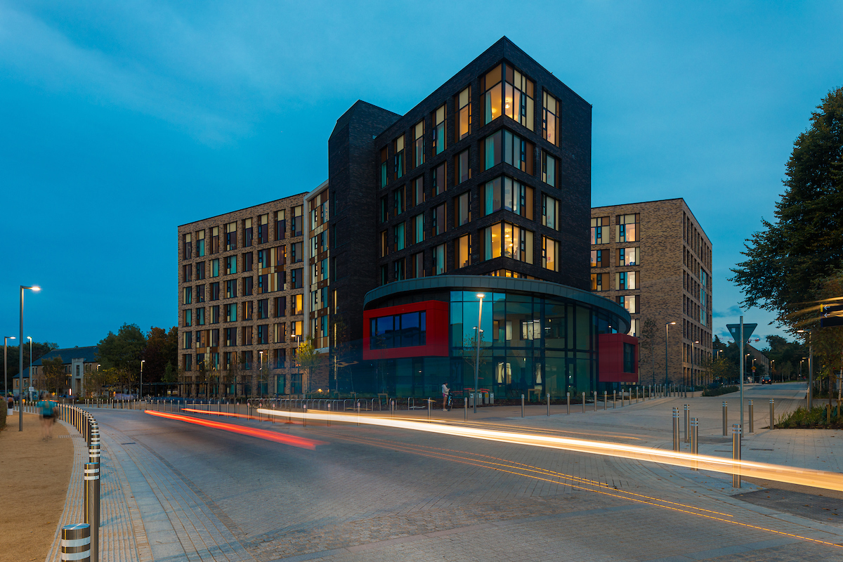 Enjoy stunning Dublin views from your room in a Village 2 apartment, with contemporary shared living and kitchen spaces.