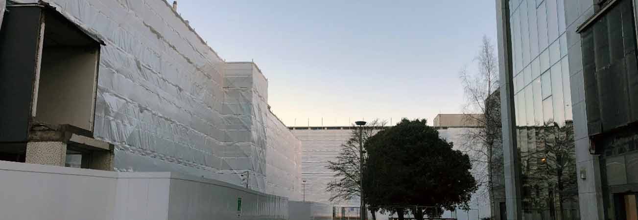 Science West and the Science Hub after the bridge linking both buildings was removed