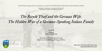 Reception for the launch of \'The Bicycle Thief and the German Wife\' [Paul Martin, UCD Alumnus] by Eric Haywood (formerly of UCD Italian department) 