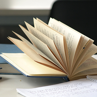 Books on a table in the James Joyce Library