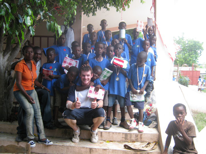 Brian Fox with a class he taught in Haiti