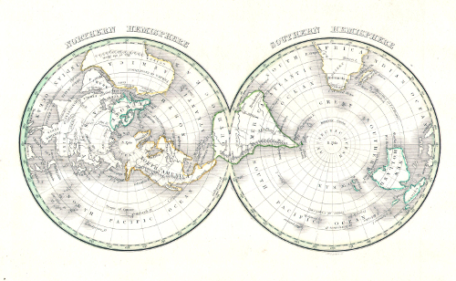 ‘Northern Hemisphere, Southern Hemisphere’ by T. G. Bradford, 1838. Public domain via Wikimedia Commons.