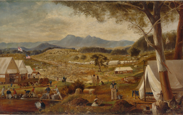 Image: 'Gold diggings, Ararat' by Edward Roper, 1854. Oil on Canvas. Courtesy of the State Library of New South Wales. Public domain via Wikimedia Commons.