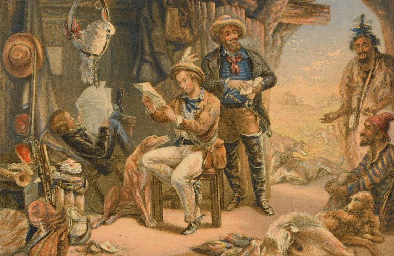 Image: ‘News from Home’ by George Baxter. Print, 1853. Courtesy of the Art Gallery of New South Wales.
