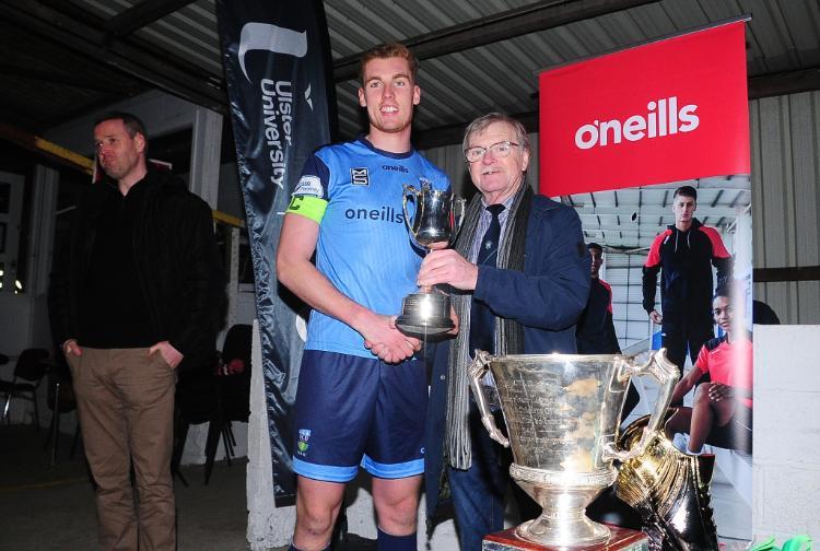 Jack Keaney (left) being president with the Collingwood Cup