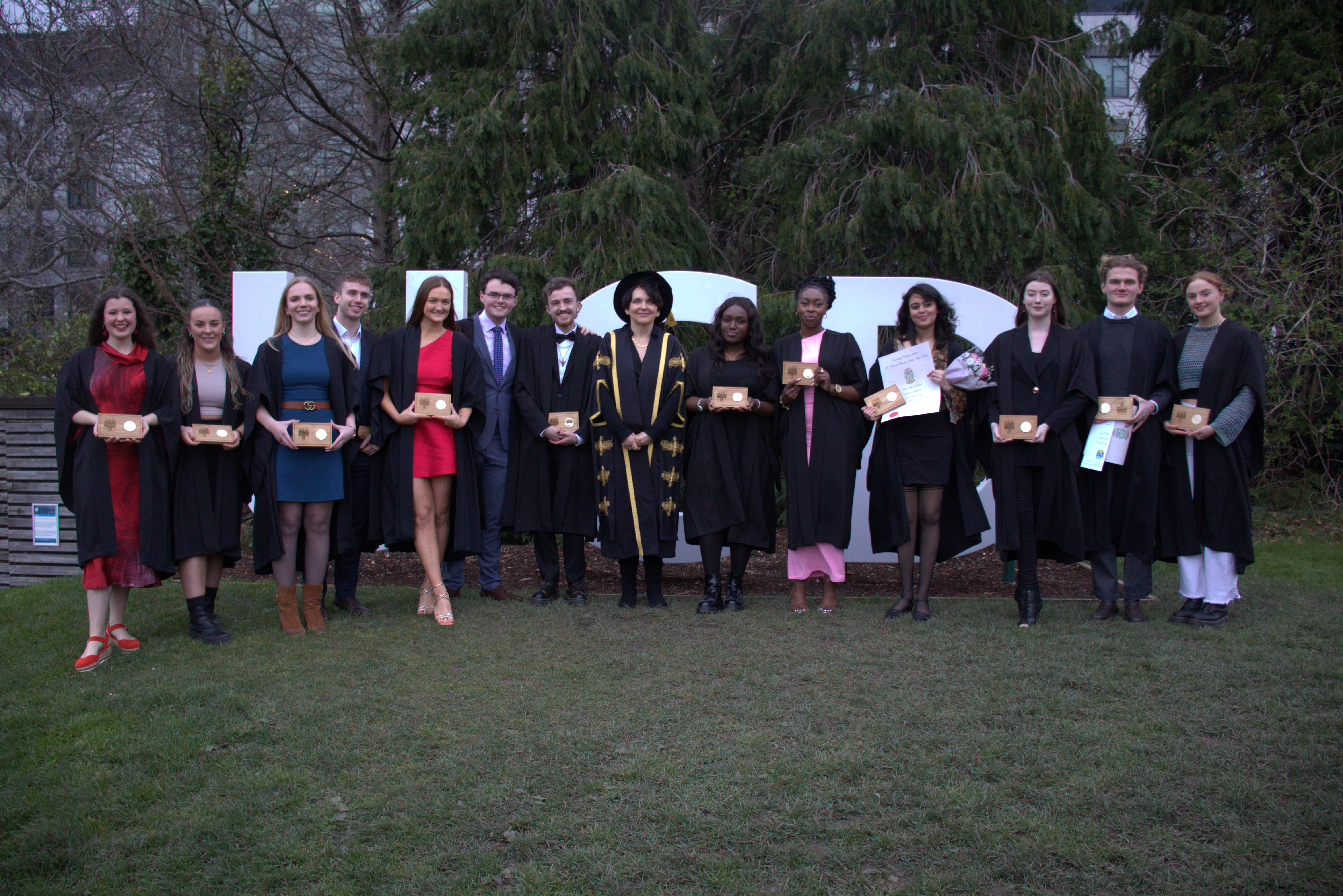 Group of students posing with their awards.