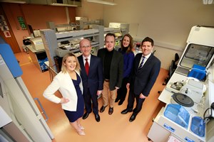 Pictured (l-r) at NovaUCD are; Dawn Walsh, Kernel Capital; Des O’Leary, CEO, OncoMark; Professor William Gallagher, Director, UCD Conway Institute and co-founder, OncoMark;  Deirdre Glenn, Manager, Lifesciences Sector, Enterprise Ireland and Kevin Healy, Senior Manager, Corporate Banking Ireland, Bank of Ireland. 