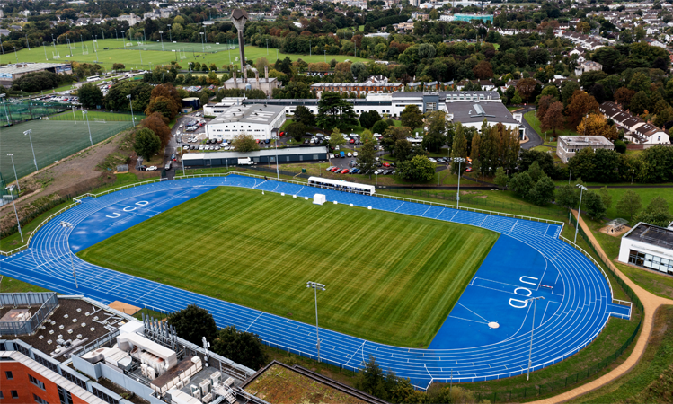 Aerial photo of the new running track