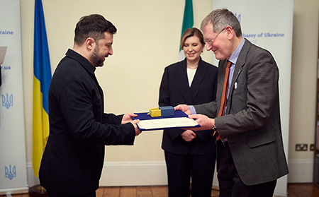 President Zelensky honours UCD project training medical first responders in Ukraine
