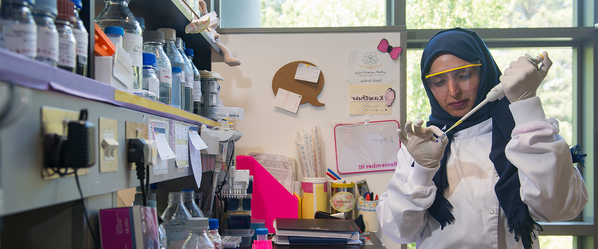 A researcher working in a lab