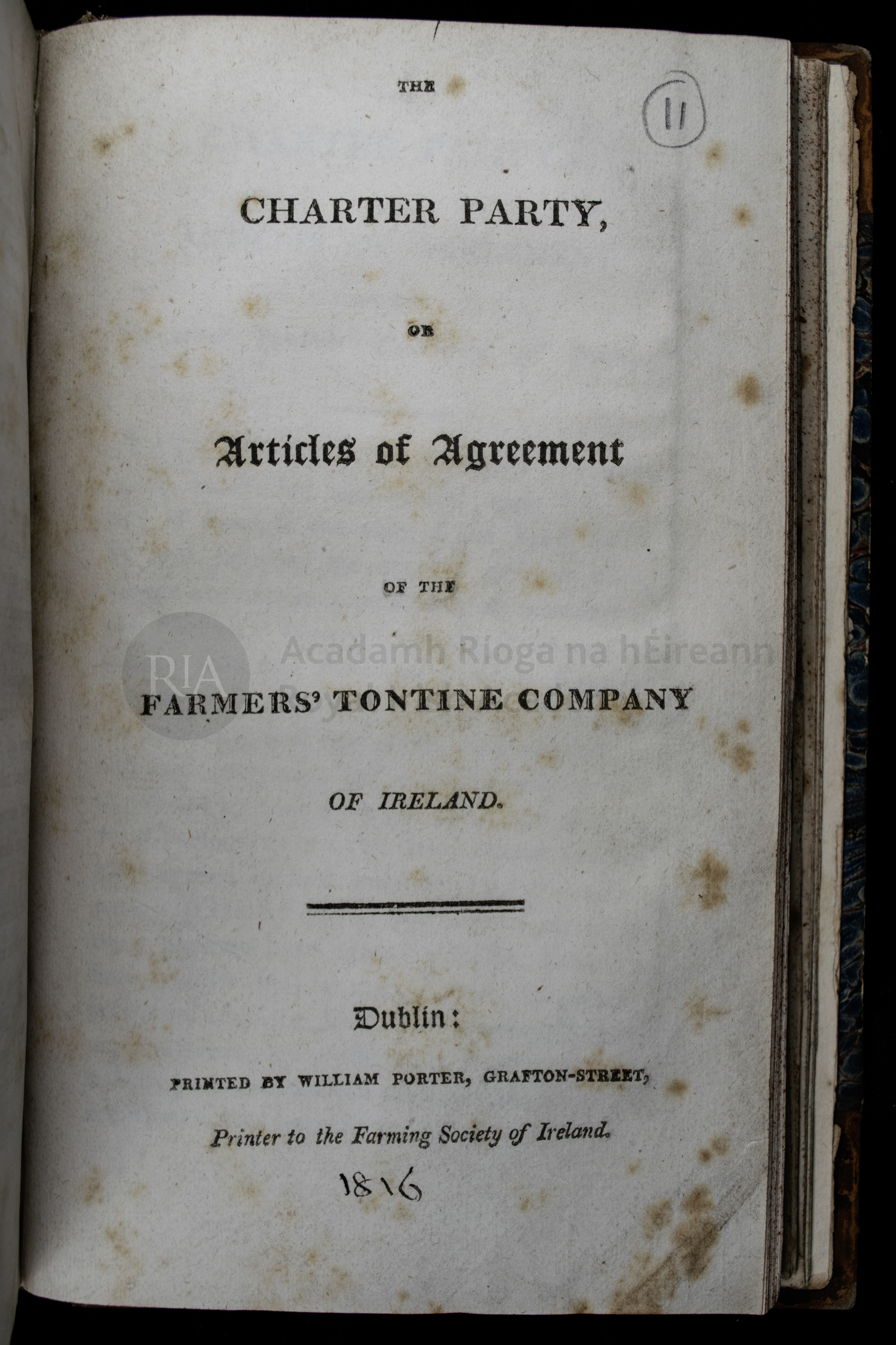 Articles of Agreement of the Farmers' Tontine Company of Ireland