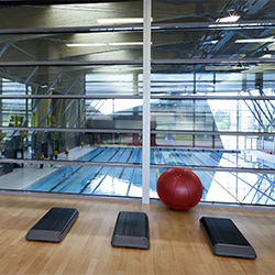 Multi-purpose dance studio overlooking the 50m swimming pool in the UCD Student Centre and Sport and Fitness complex.