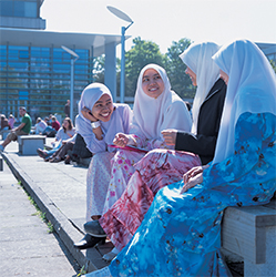 Students by the UCD main lake