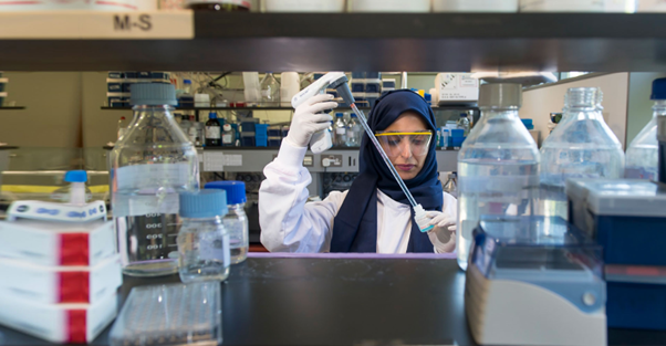 Science student with headscarf