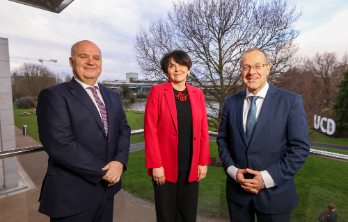 Professor Tony Holohan, Director of UCD's One Health Centre with Professor Orla Feely, UCD President and Dr Hans Henri P. Kluge, WHO Regional Director for Europe