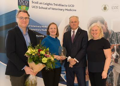 Niamh Nestor receiving the Dean's Inclusion Award with Stephen Gordon, Michael Doherty and Cliona Skelly
