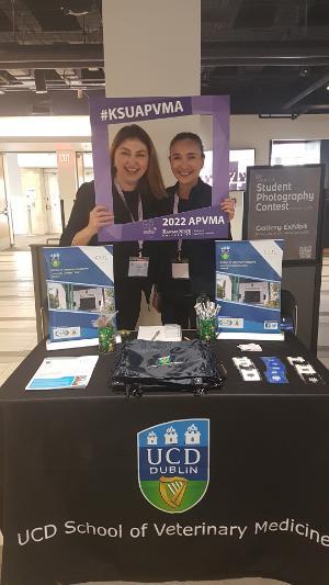 Trish Scaife and Ulyana O'Neill at UCD table at the APVMA symposium