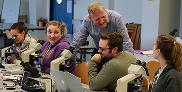 ucd vet school staff member with students 