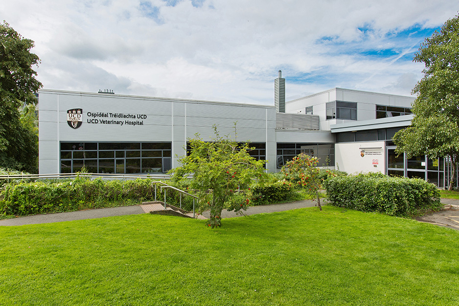 Photo of the front of the UCD Vet Hospital building