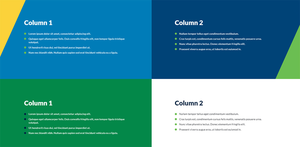 Example of multiple background colour on two column content type